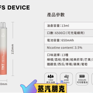 TNT 6500 PUFFS 拋棄式電子煙 3.5%尼古丁一次性電子煙煙桿 新品上市｜台灣現貨