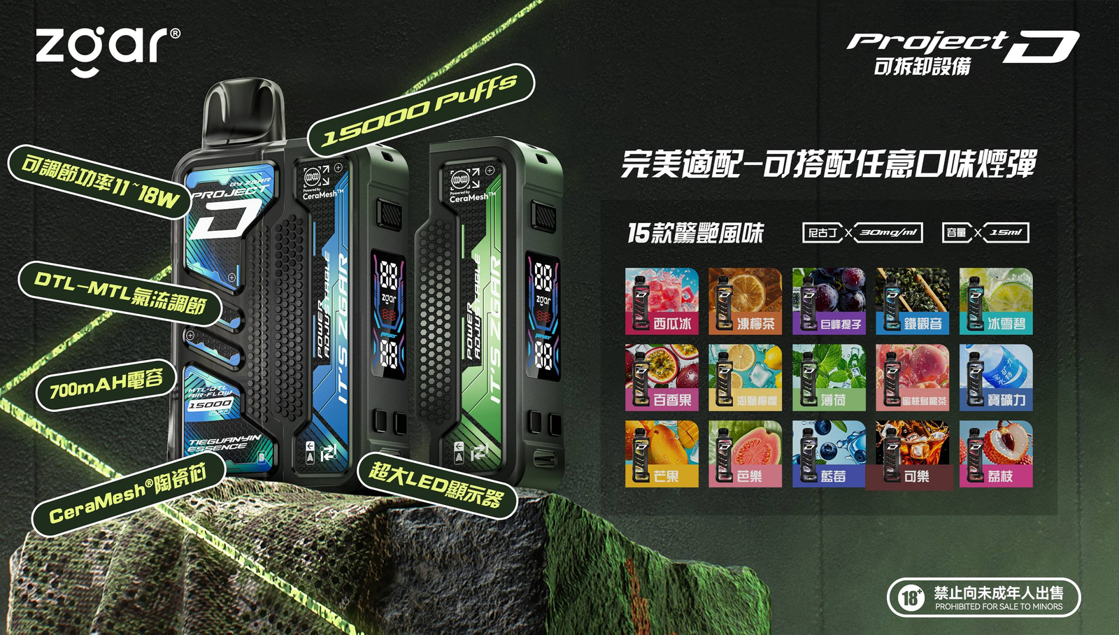 冰熊卡帶煙彈.png ZGAR PROJECT D 冰熊卡帶 15ml大容量煙彈 3盒加100送主機|台灣現貨